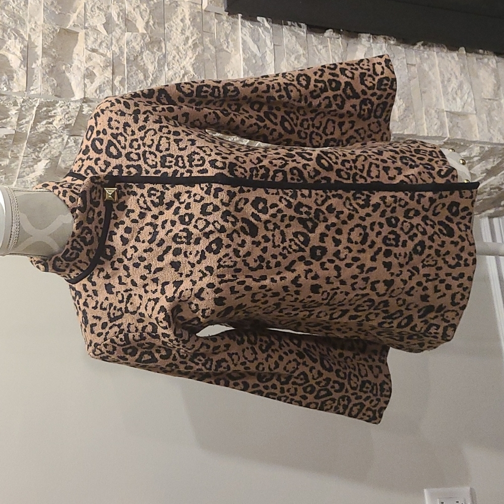 Karl Lagerfeld cheetah print wool blend blazer jacket